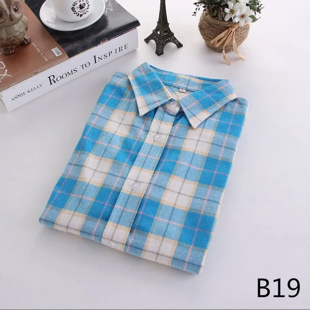 2017 Fashion Women Plaid Shirt Flannel Shirt 5XL Long Sleeve Women Blouse Shirt Cotton Blusas Tops Blouse Plus Size Office Shirt