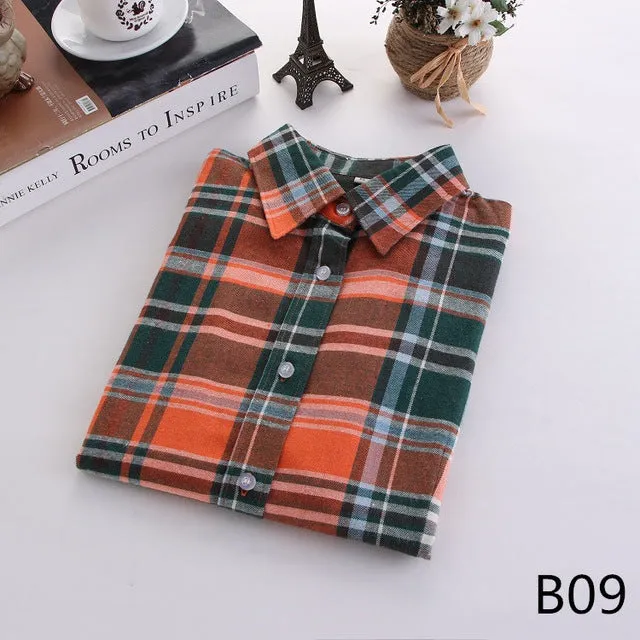 2017 Fashion Women Plaid Shirt Flannel Shirt 5XL Long Sleeve Women Blouse Shirt Cotton Blusas Tops Blouse Plus Size Office Shirt