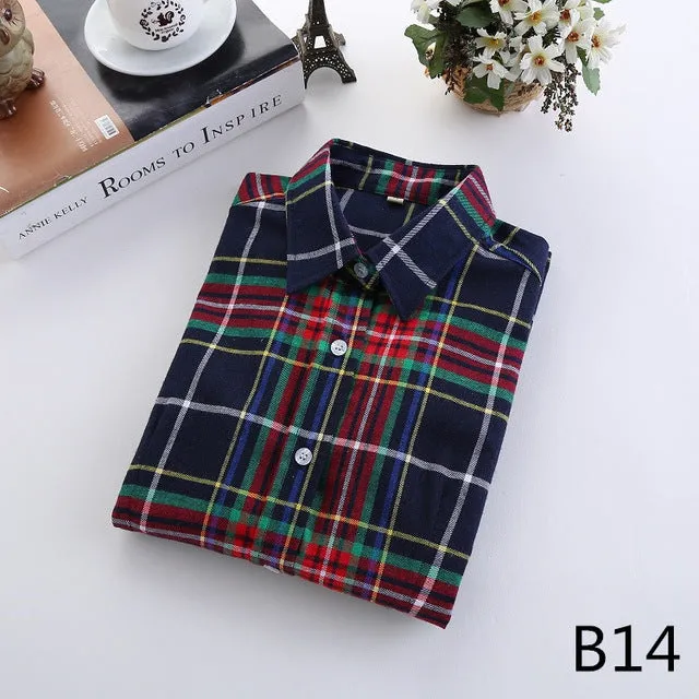 2017 Fashion Women Plaid Shirt Flannel Shirt 5XL Long Sleeve Women Blouse Shirt Cotton Blusas Tops Blouse Plus Size Office Shirt