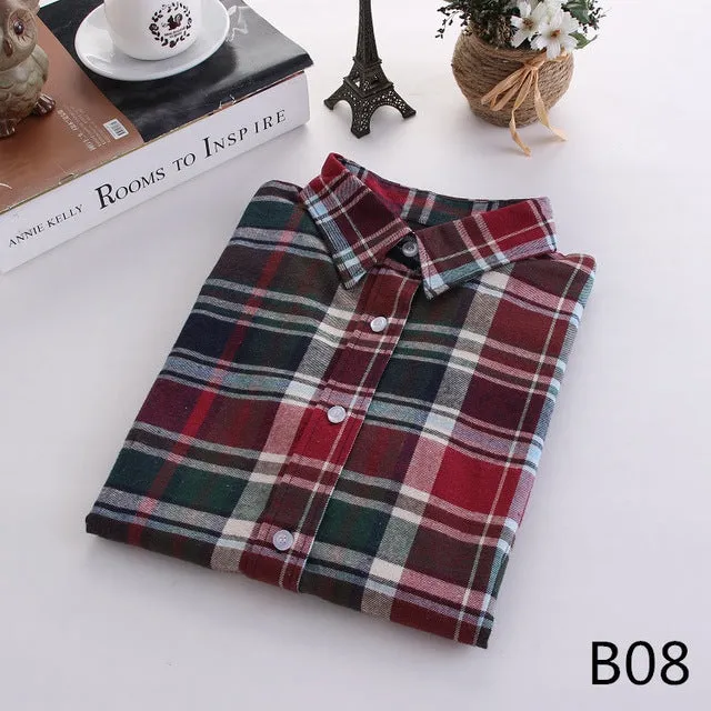 2017 Fashion Women Plaid Shirt Flannel Shirt 5XL Long Sleeve Women Blouse Shirt Cotton Blusas Tops Blouse Plus Size Office Shirt