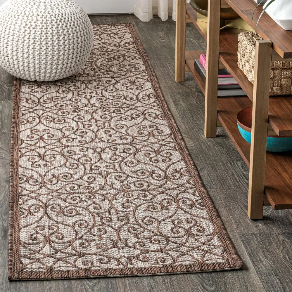 Alfombra Vintage Filigree Textured Weave Indoor/outdoor Runner Rug