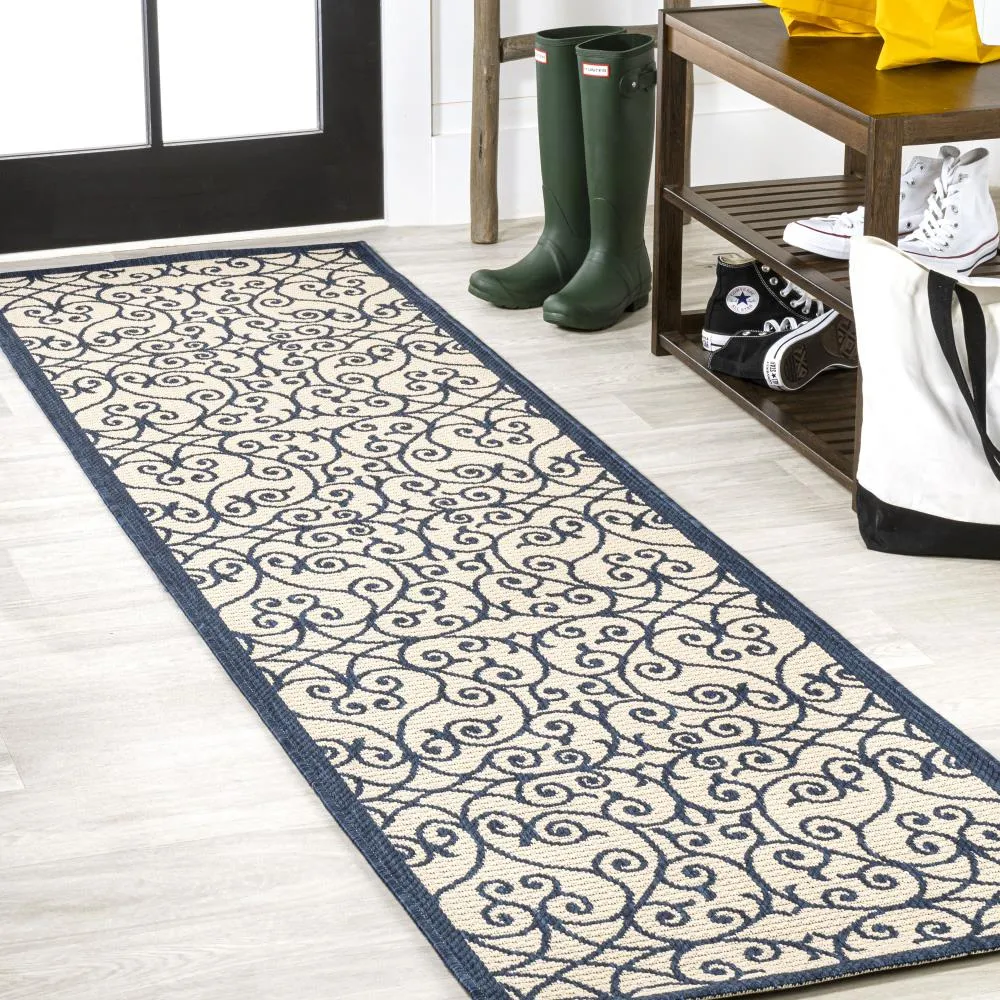 Alfombra Vintage Filigree Textured Weave Indoor/outdoor Runner Rug