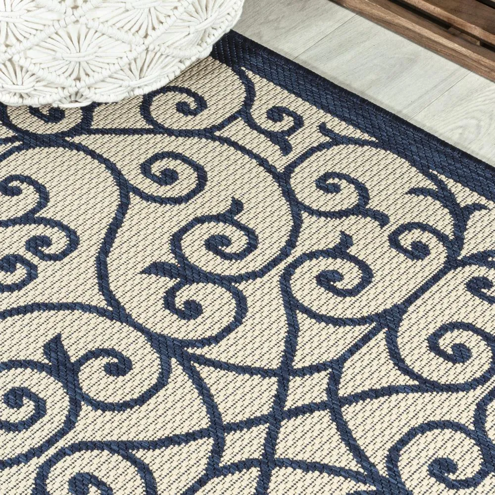 Alfombra Vintage Filigree Textured Weave Indoor/outdoor Runner Rug