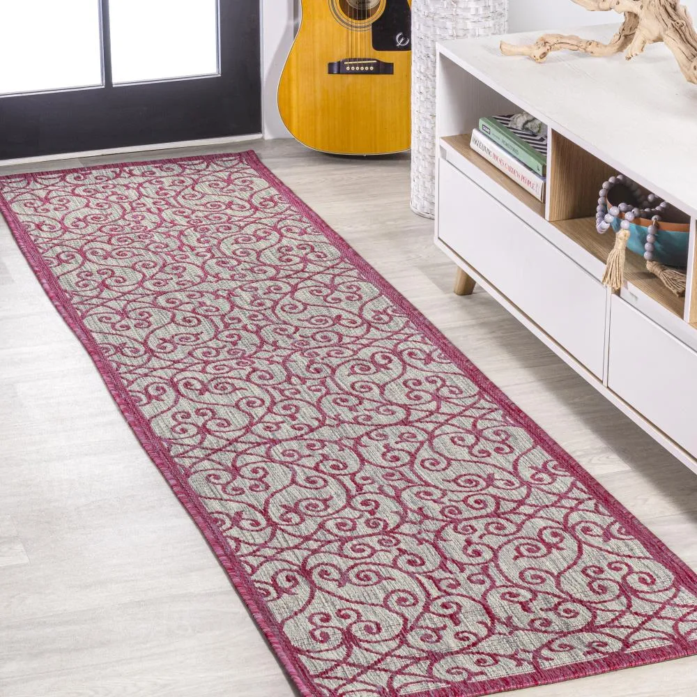 Alfombra Vintage Filigree Textured Weave Indoor/outdoor Runner Rug