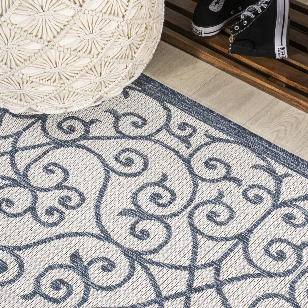 Alfombra Vintage Filigree Textured Weave Indoor/outdoor Runner Rug