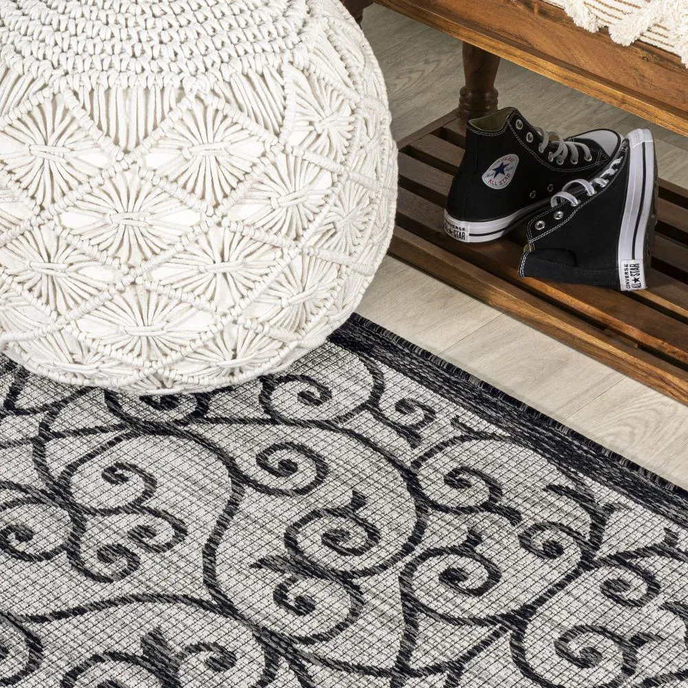 Alfombra Vintage Filigree Textured Weave Indoor/outdoor Runner Rug