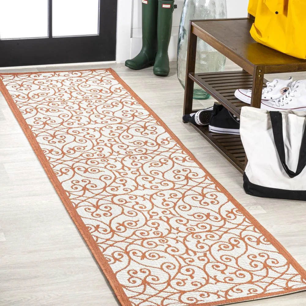 Alfombra Vintage Filigree Textured Weave Indoor/outdoor Runner Rug