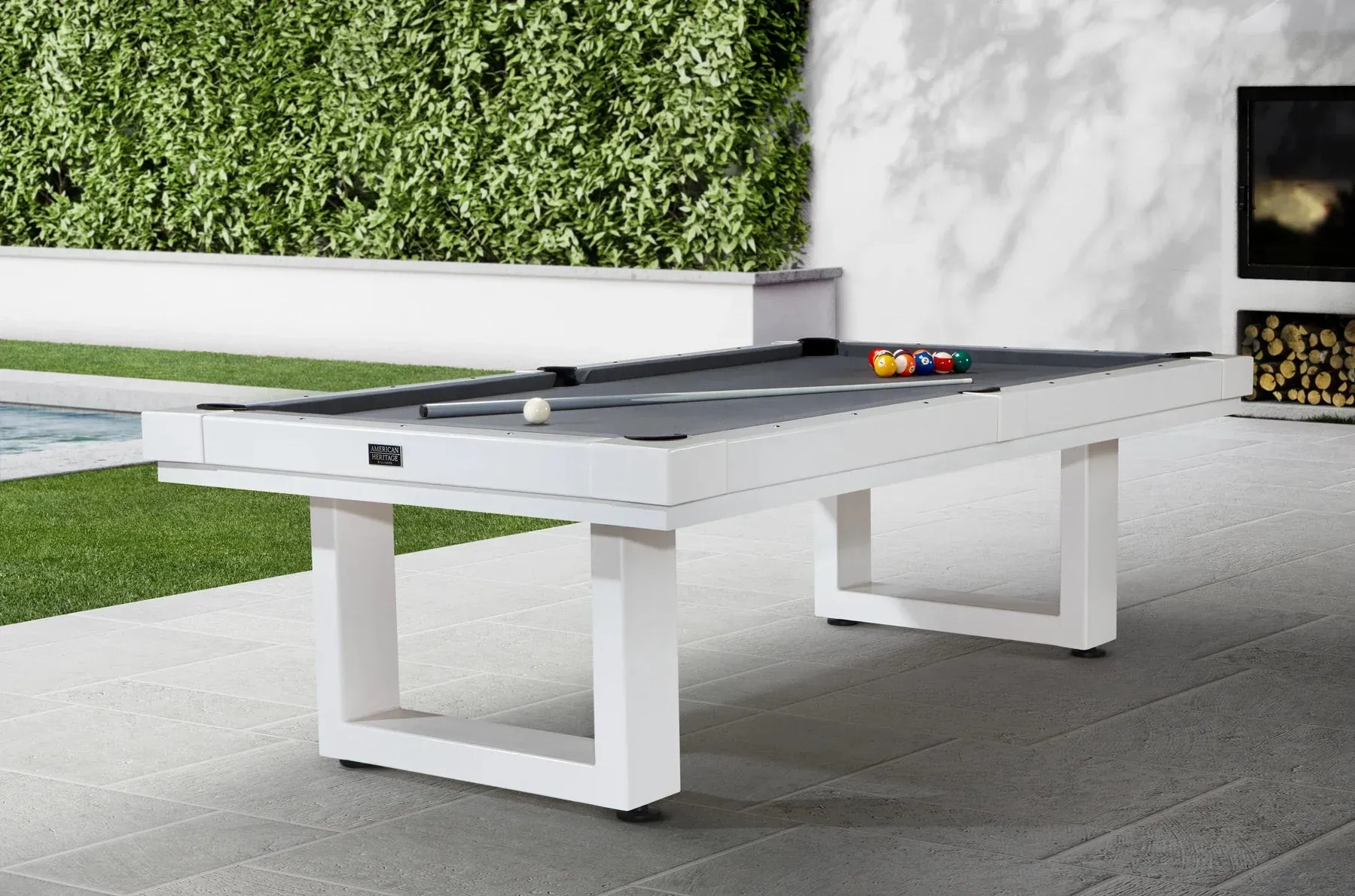 American Heritage Billiards Lanai 8' Outdoor Slate Pool Table In Pearl White