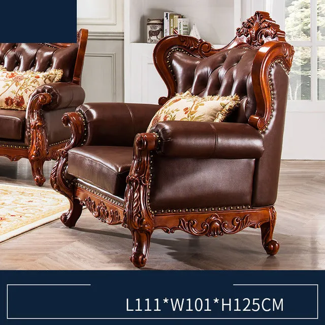 American Leather Art Carved Sofa