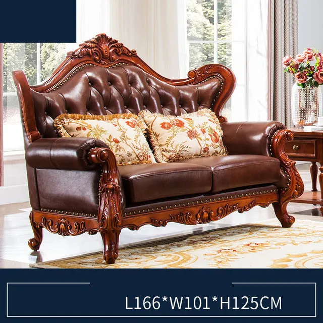 American Leather Art Carved Sofa