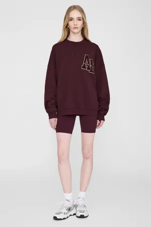 Anine Bing - Miles Oversized Letterman Sweatshirt in Dark Burgandy