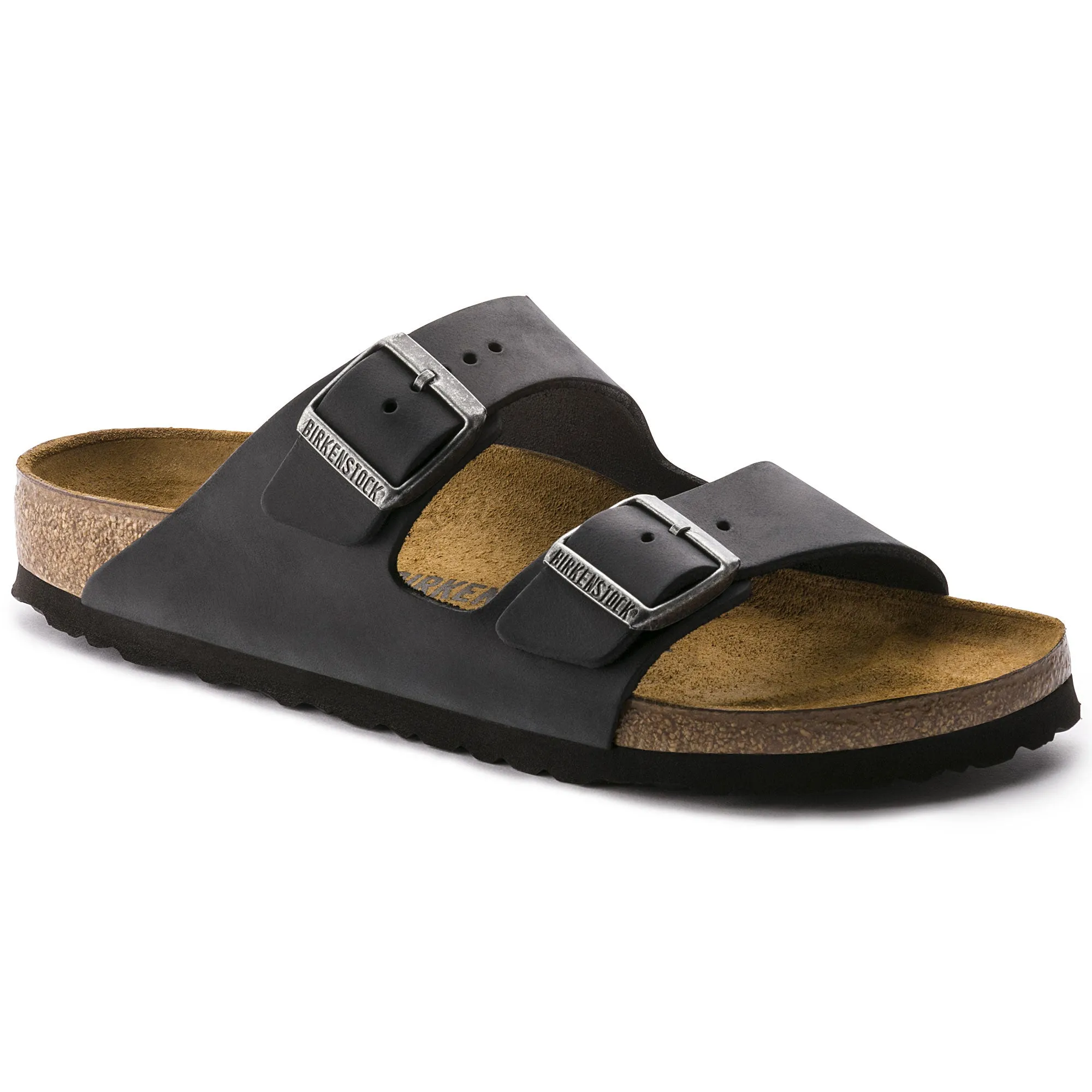 Arizona Oiled Leather in Black (Classic Footbed - Suede Lined)