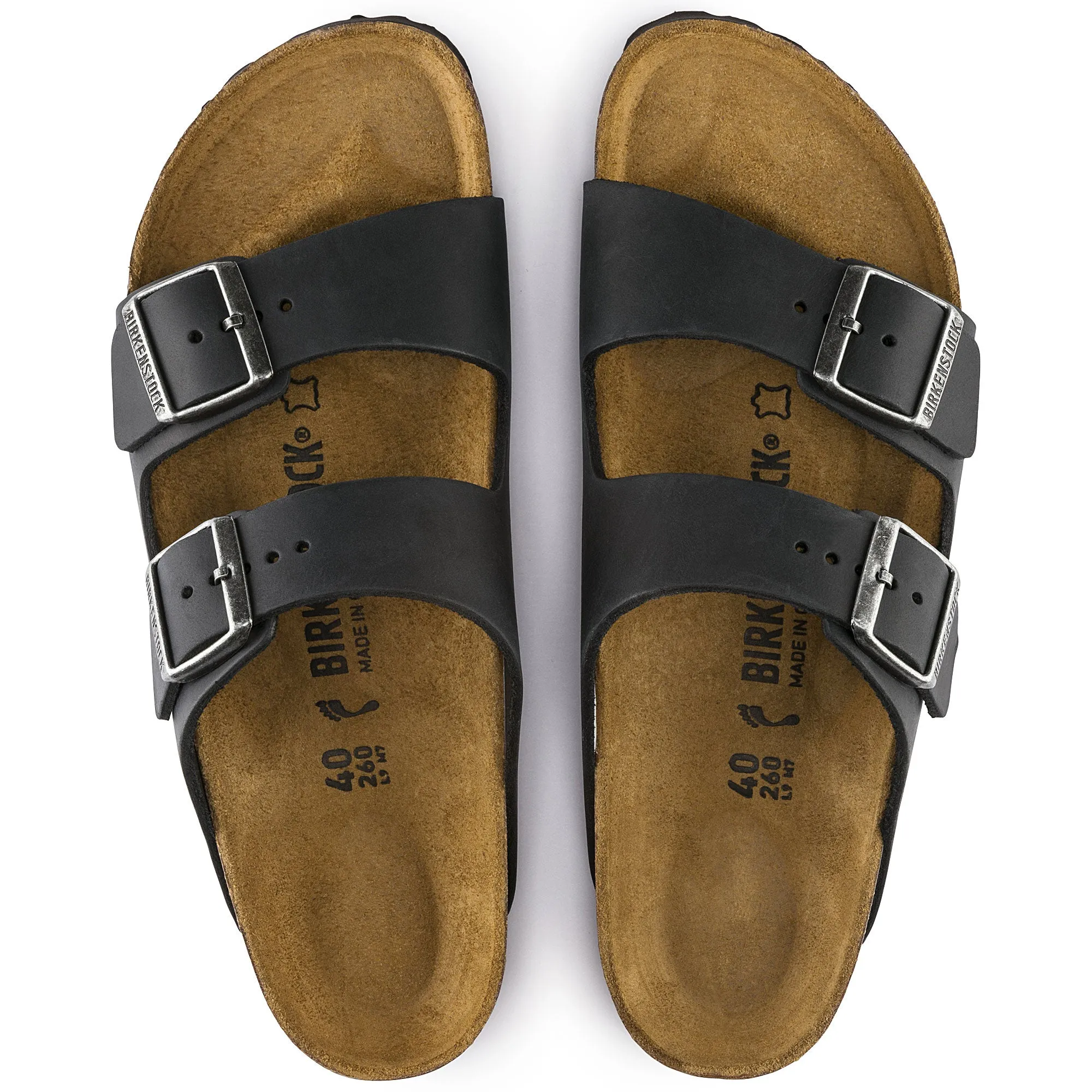 Arizona Oiled Leather in Black (Classic Footbed - Suede Lined)