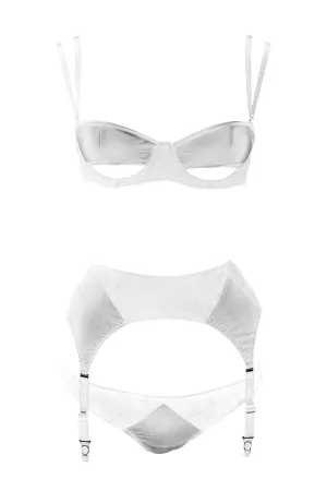 Ava Bridal White Leather Lingerie Set