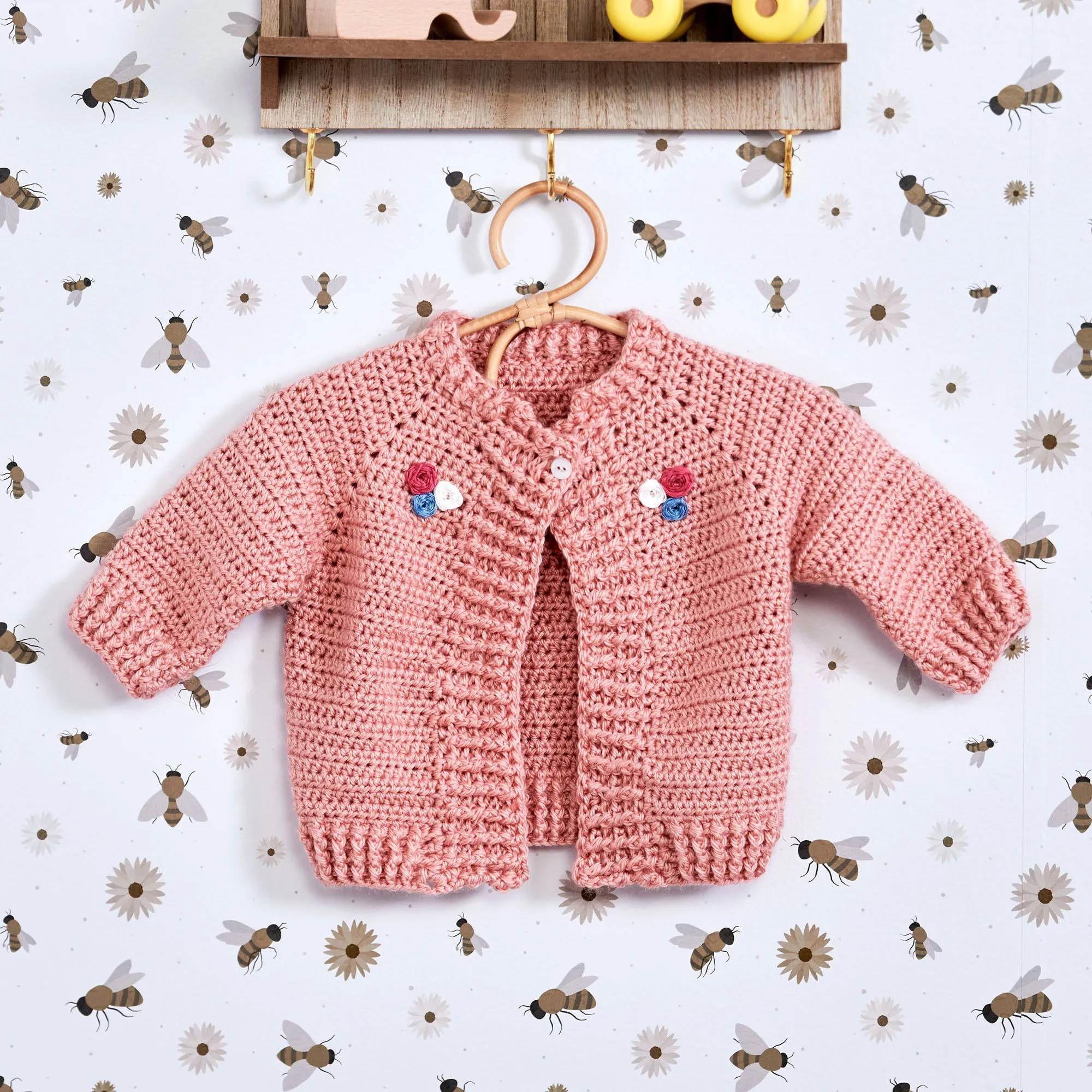 Bernat Embroidered Crochet Baby Cardigan