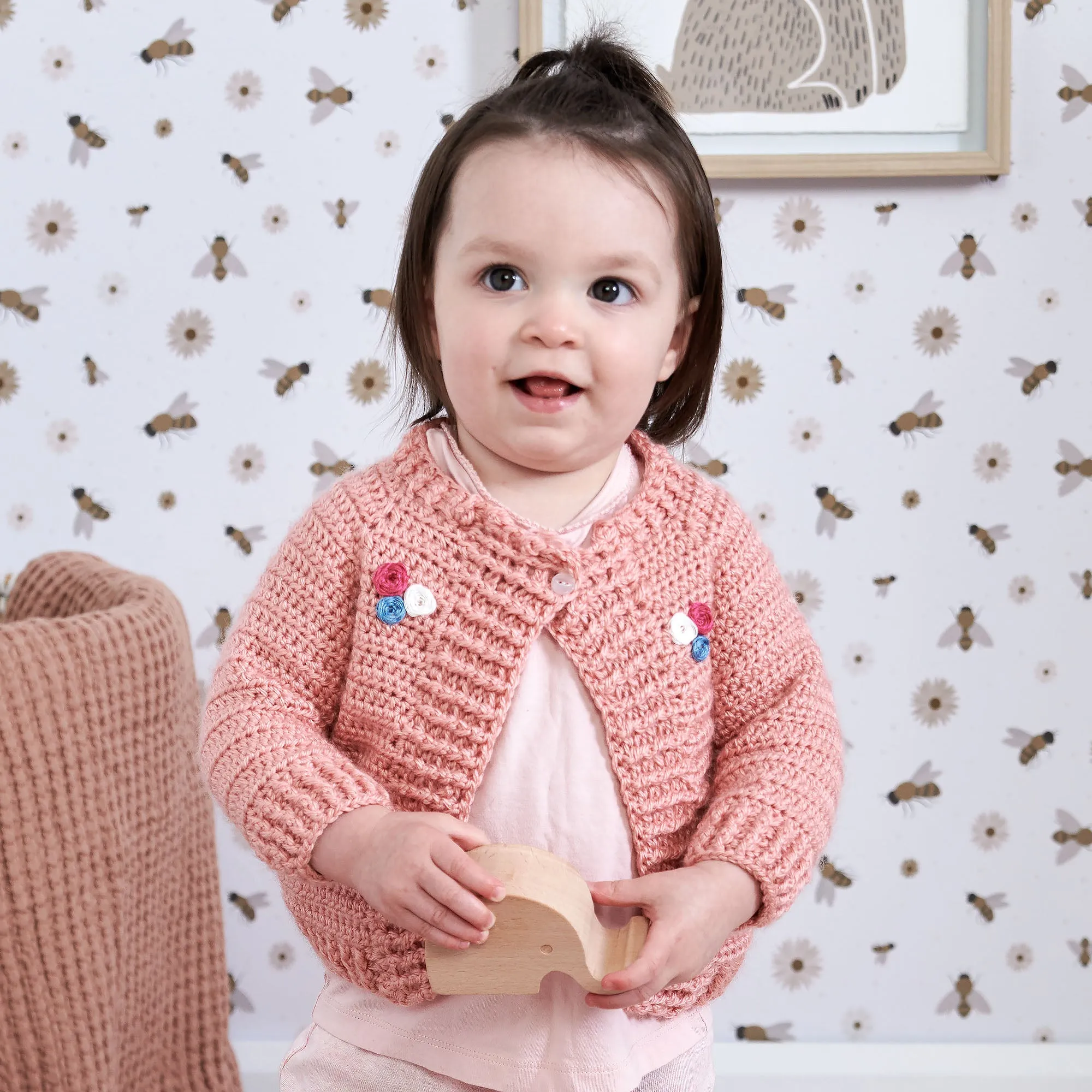 Bernat Embroidered Crochet Baby Cardigan