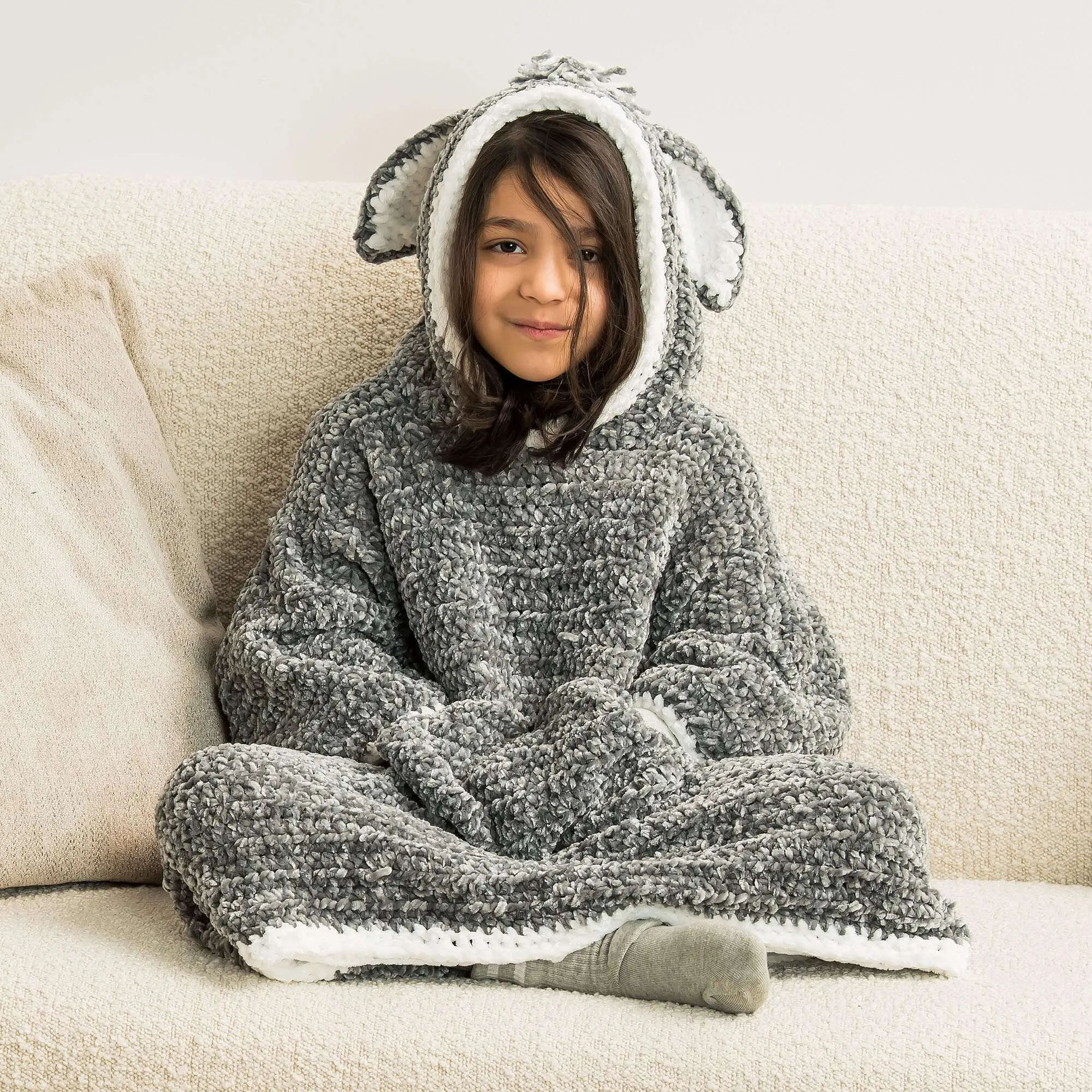 Bernat Funky Donkey Kids Crochet Blanket Hoodie