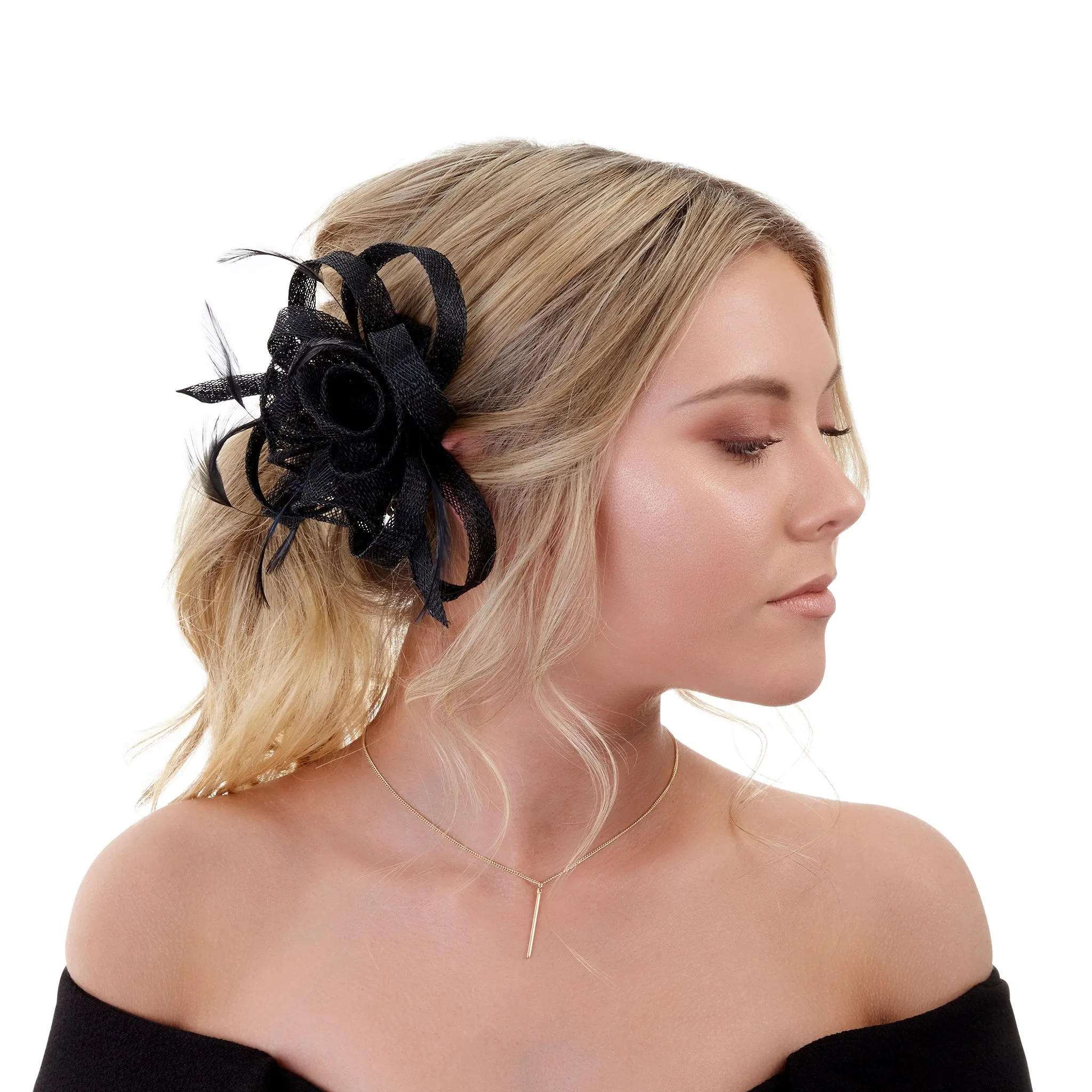 Black Swirl & Feather Clip