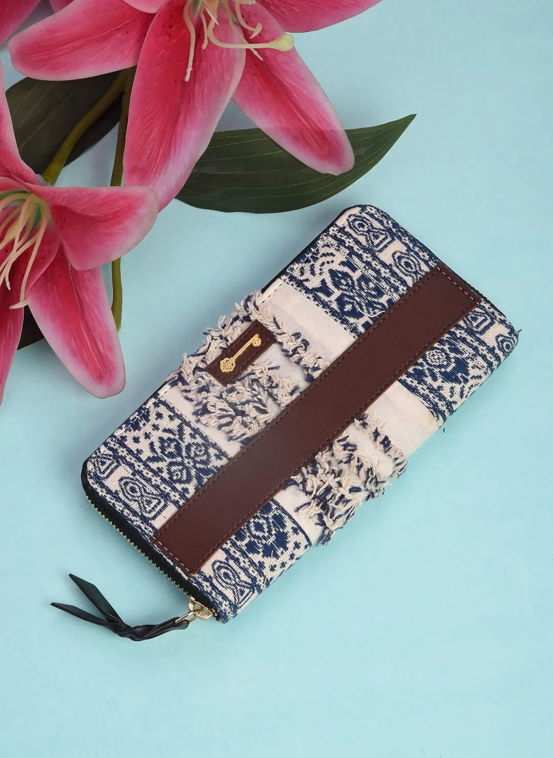 Blue Jacquard Wallet (7.5"x4.5"x0.5")