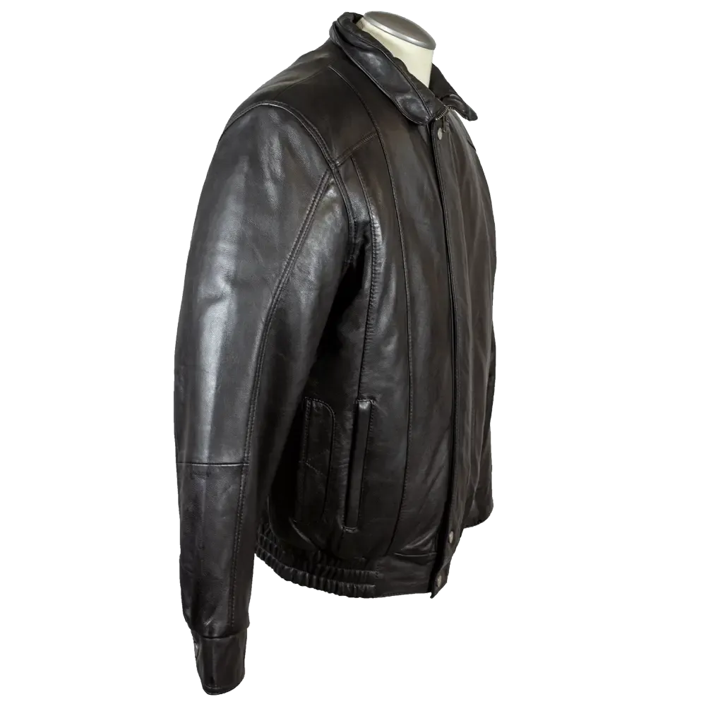 BOL Men's Double Pocket Leather Bomber Jacket