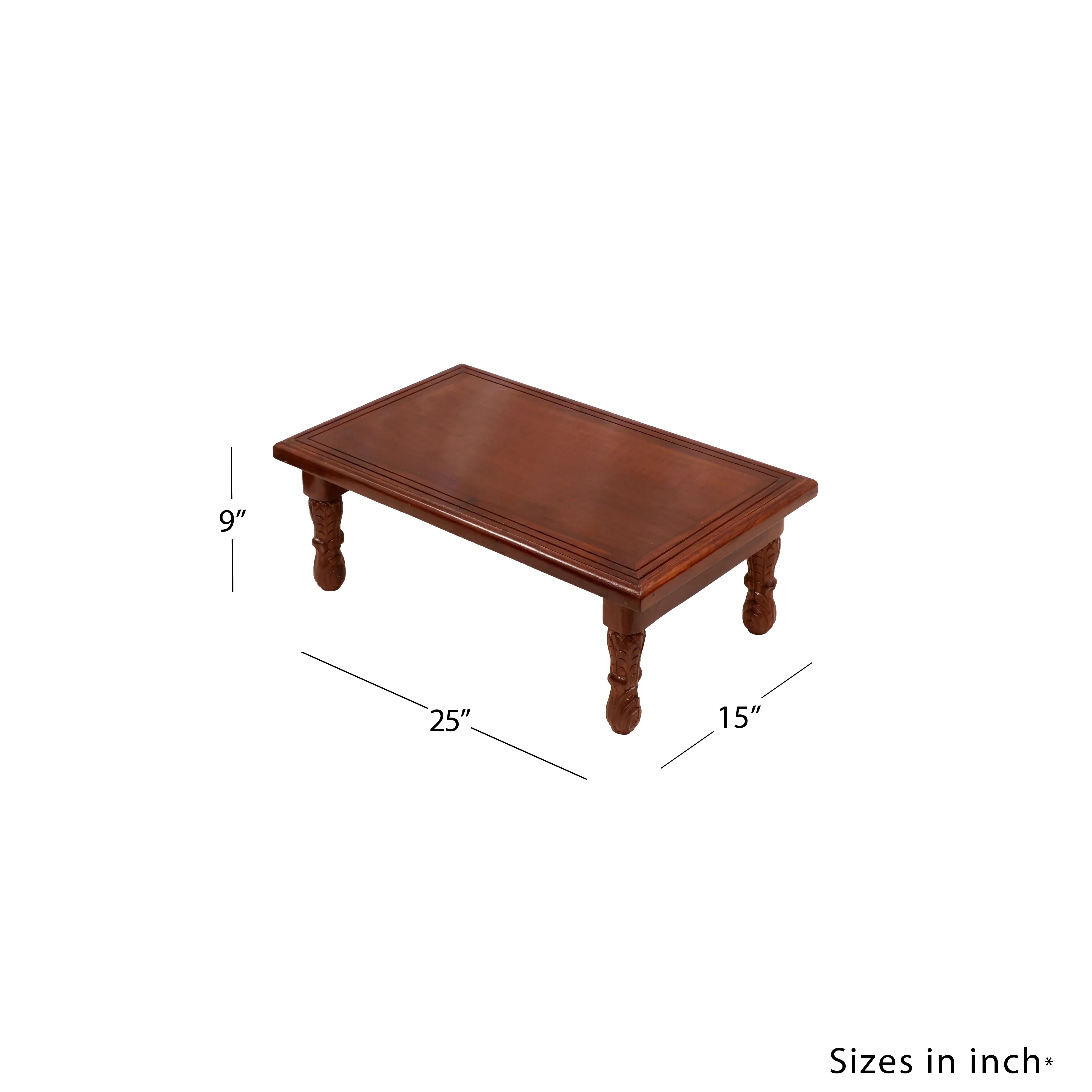 Brown Tone Carved Legs Wooden Folding Table