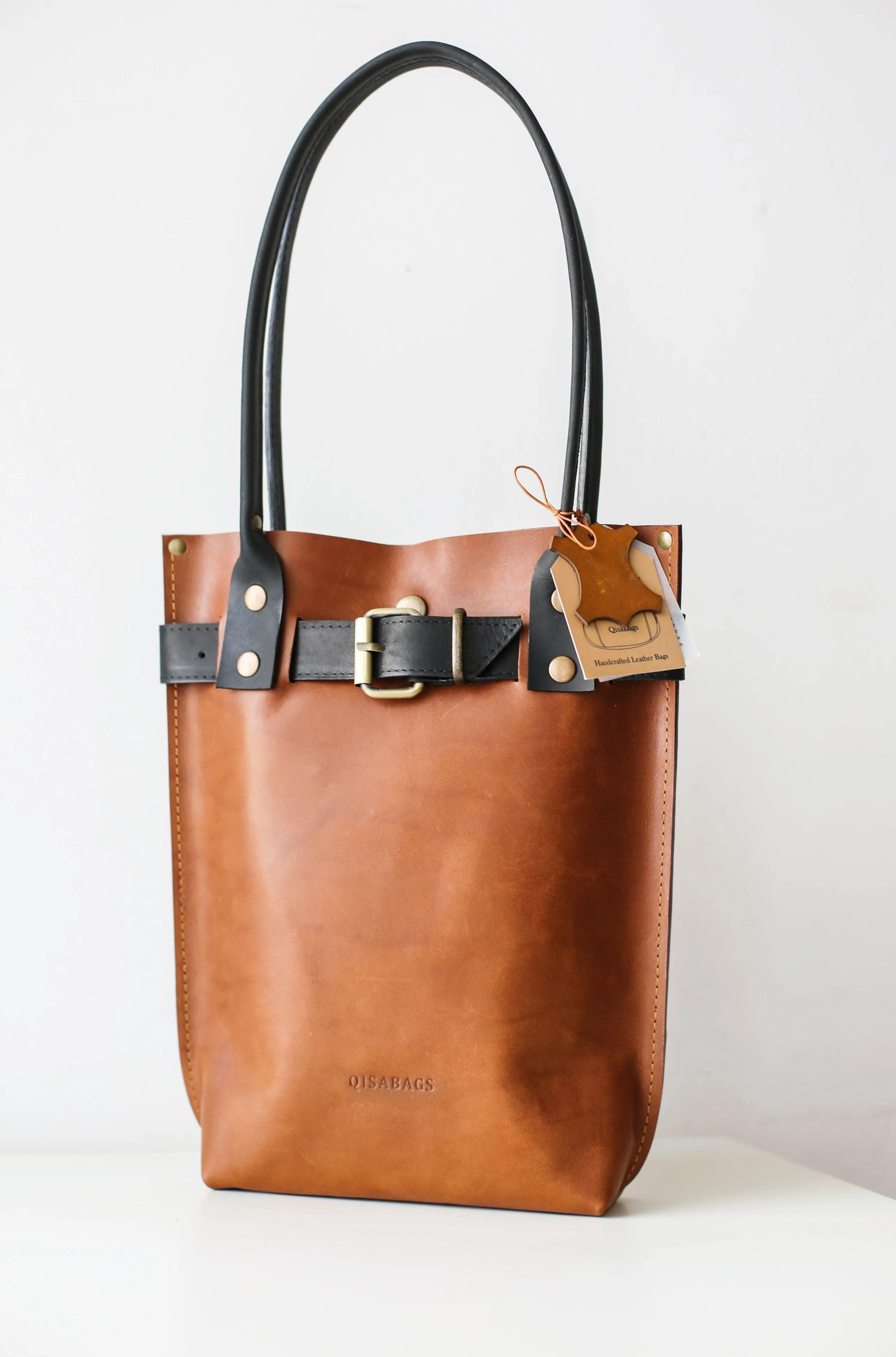 Brown w/ Black Leather Handbag