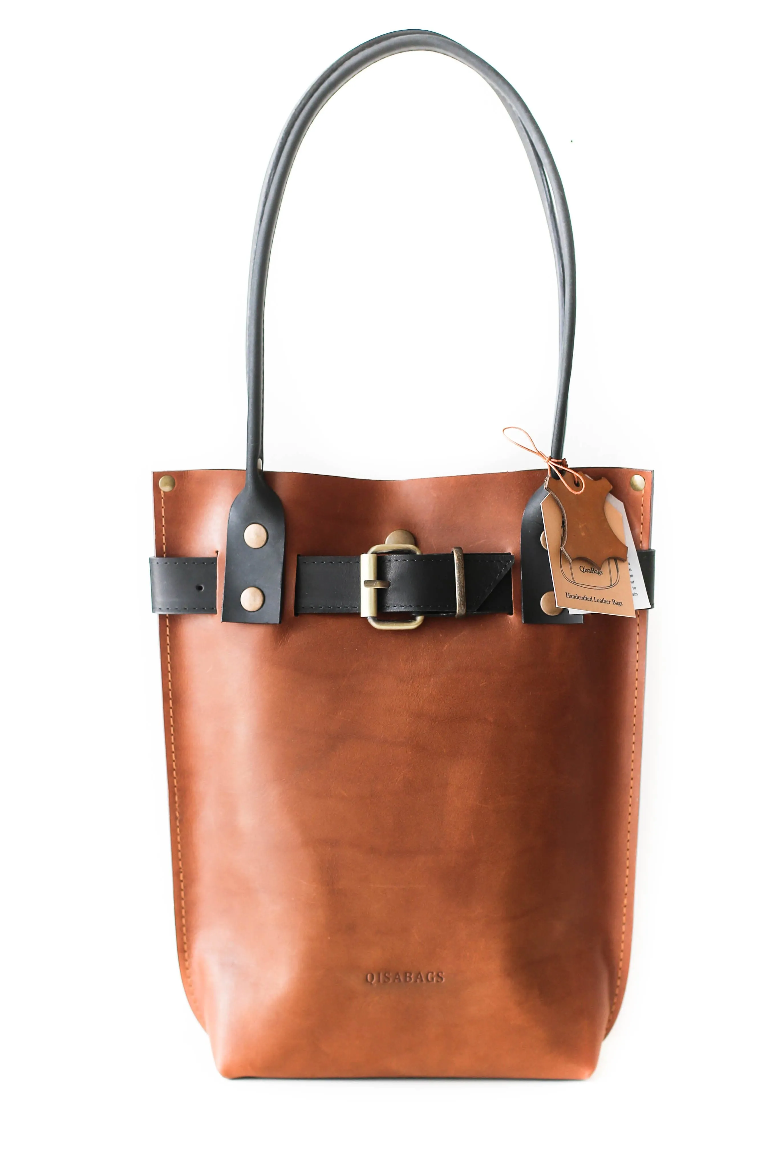 Brown w/ Black Leather Handbag