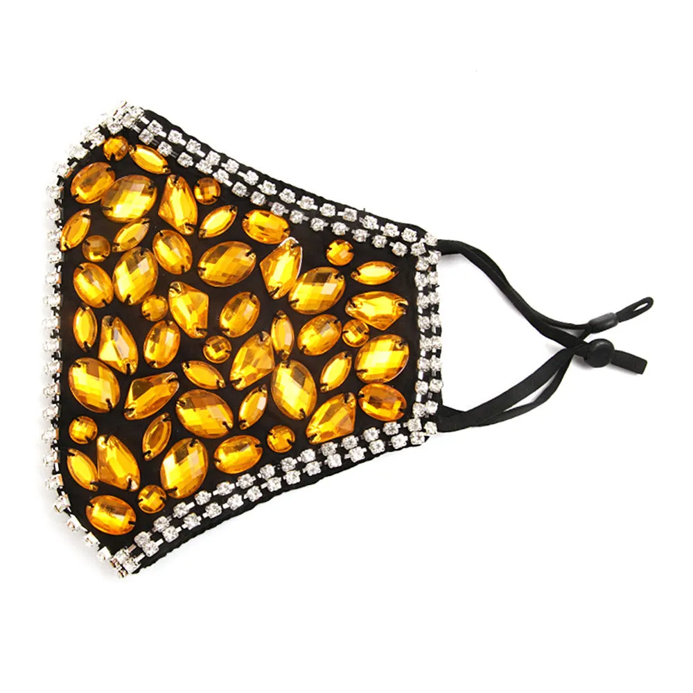 Cait Green Multi Stone Embellished Fashion Mask