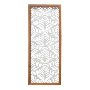 Carved Leaf Wood Framed Wall Panel