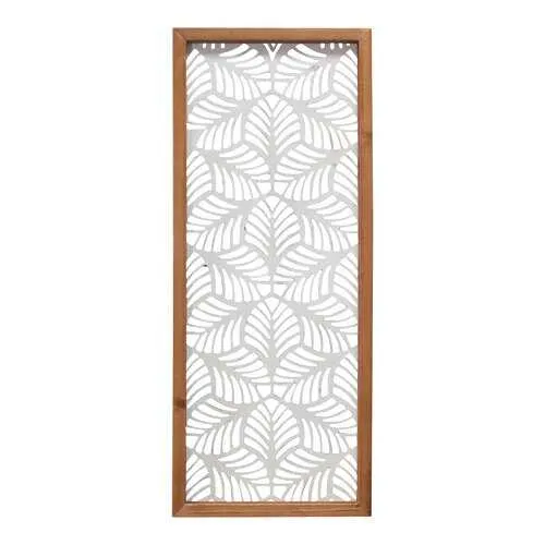 Carved Leaf Wood Framed Wall Panel