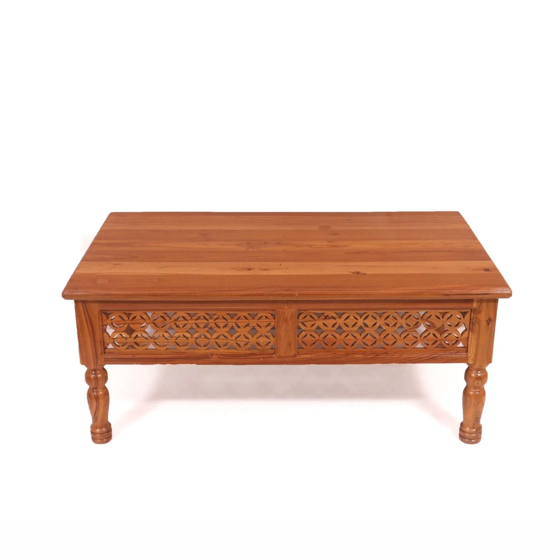 Charming Carved Border Handmade Wooden Coffee Table