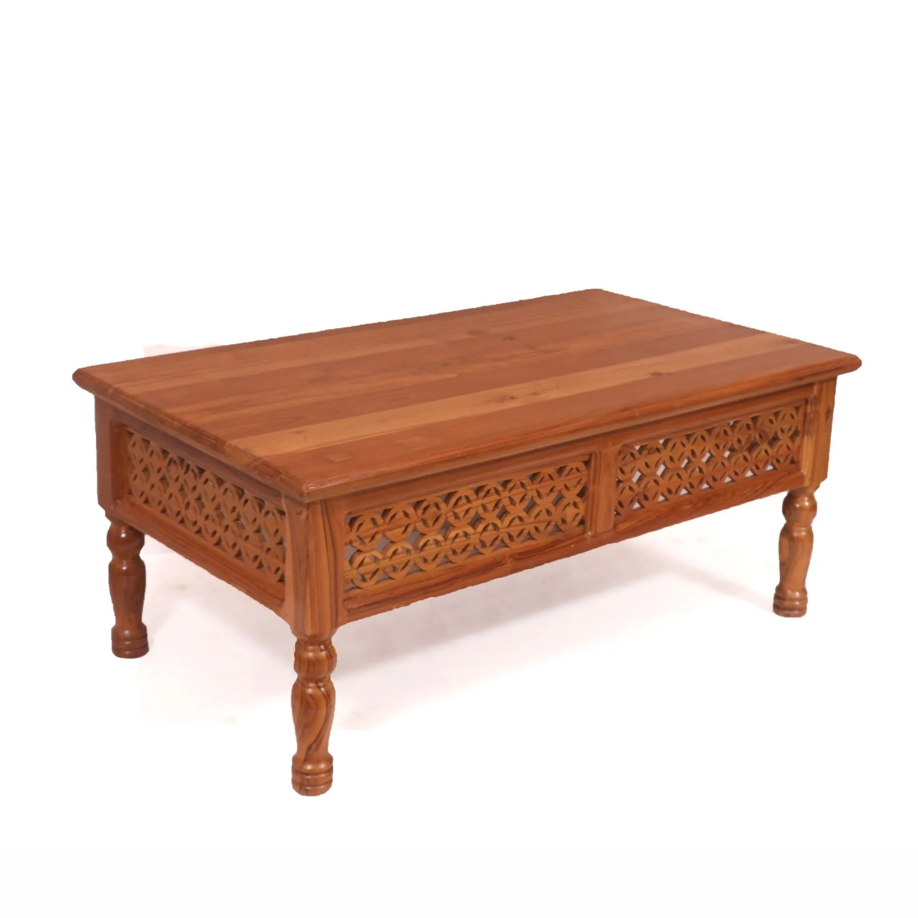 Charming Carved Border Handmade Wooden Coffee Table