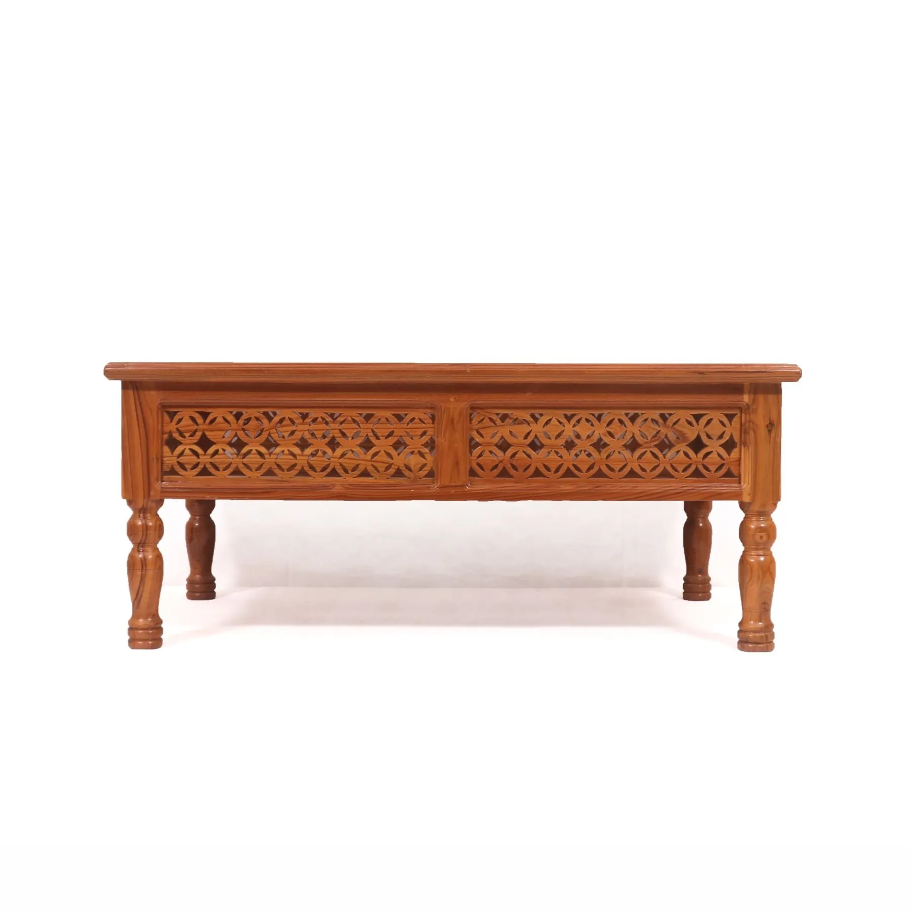 Charming Carved Border Handmade Wooden Coffee Table