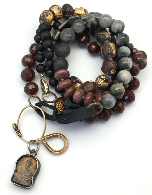 Cheryl Dufault Designs Convertible Carnelian and Buddha Bead Mala Necklace