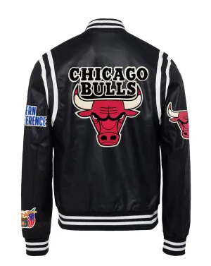 CHICAGO BULLS VEGAN LEATHER JACKET Black / White