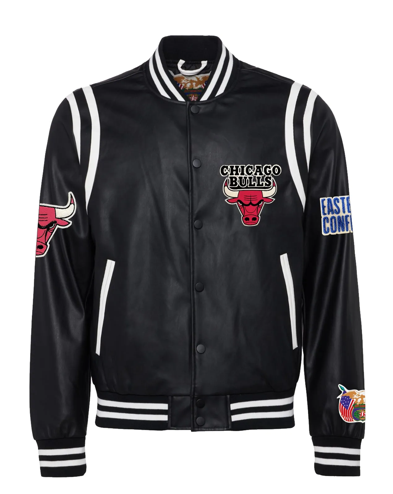 CHICAGO BULLS VEGAN LEATHER JACKET Black / White