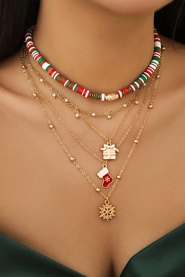 Colorful Christmas Multi-Layered Necklace