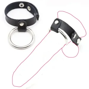 Come Closer Chrome Cock Ring & Leather Squeeze Ball | Adjustable