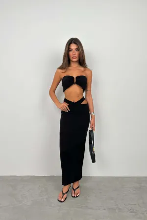 Cross Waist Maxi Skirt