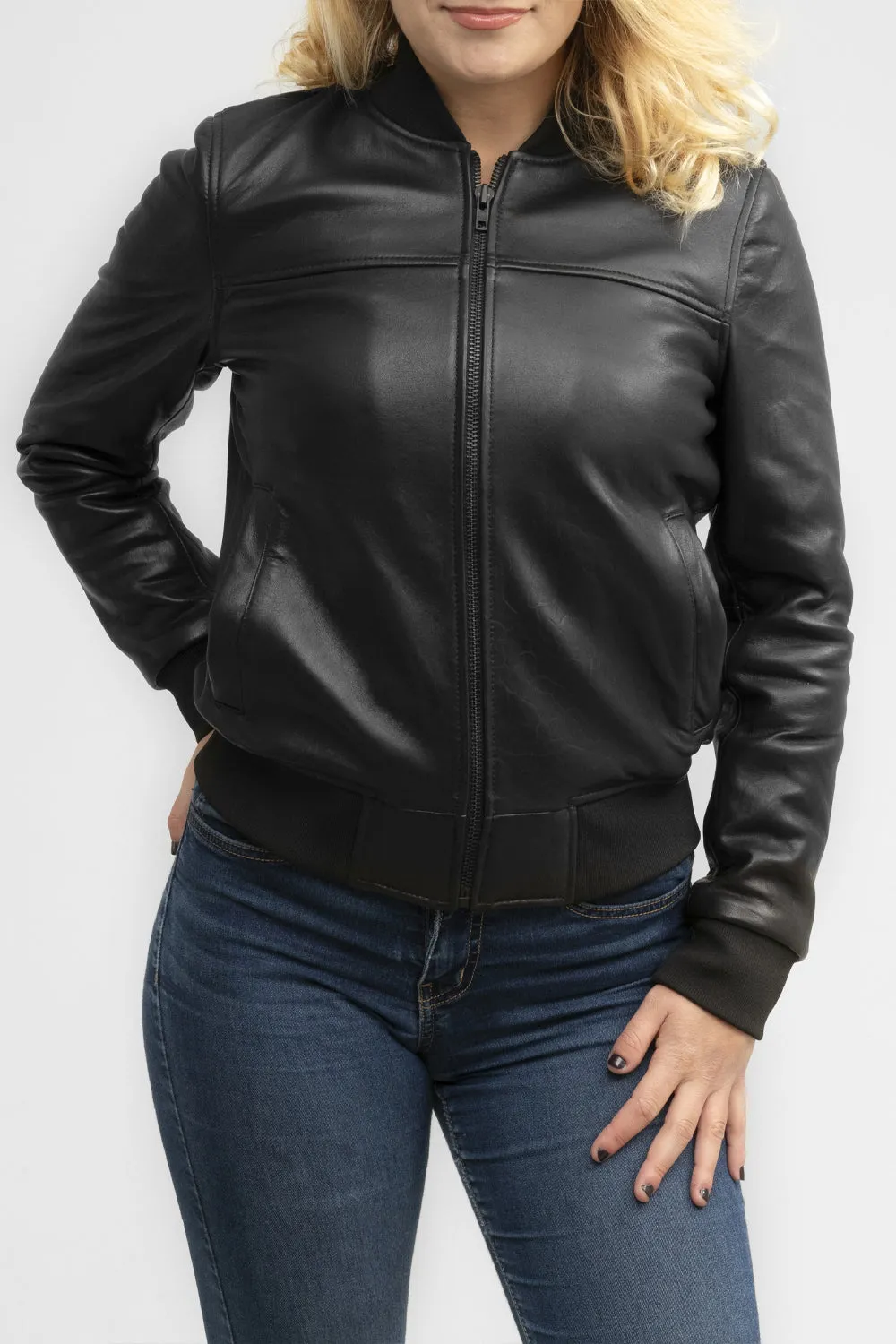 Dani Womenss Fashion Leather Bomber Jacket (POS)