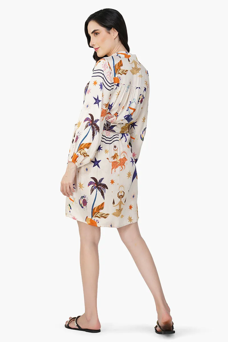 Day Dream Celestial Printed Short Dress