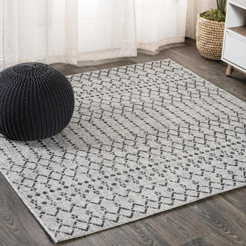 Dean Moroccan Geometric Textured Weave Indoor/outdoor Square Rug