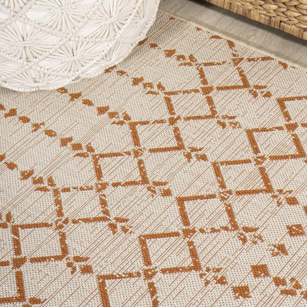 Dean Moroccan Geometric Textured Weave Indoor/outdoor Square Rug