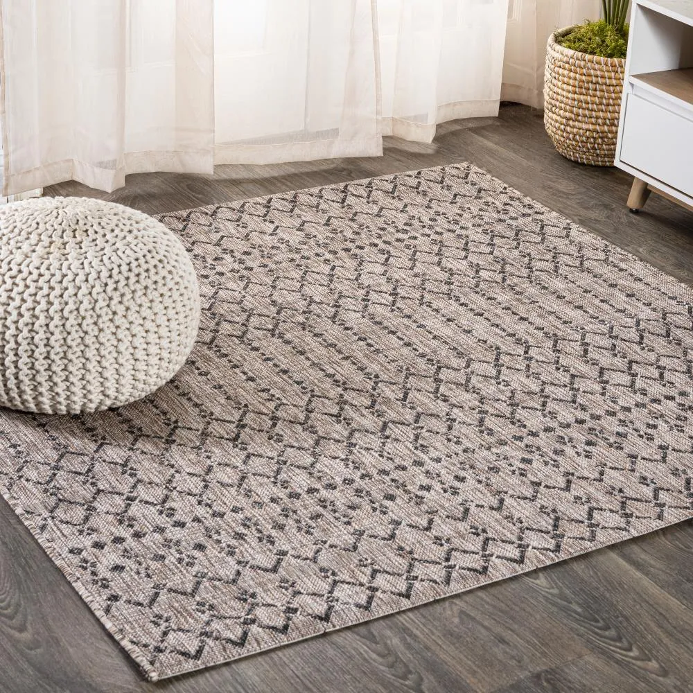 Dean Moroccan Geometric Textured Weave Indoor/outdoor Square Rug