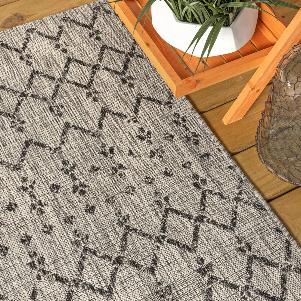 Dean Moroccan Geometric Textured Weave Indoor/outdoor Square Rug