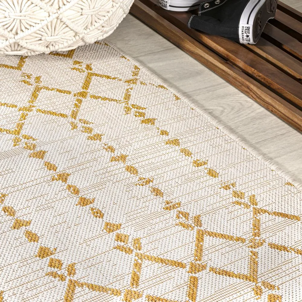 Dean Moroccan Geometric Textured Weave Indoor/outdoor Square Rug