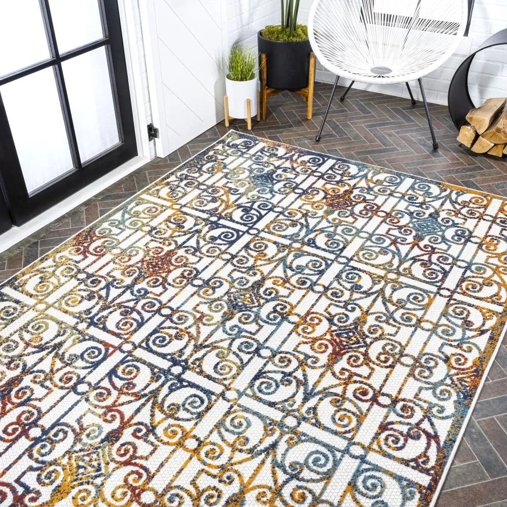 Detaraya Ornate Trellis Indoor/outdoor Area Rug