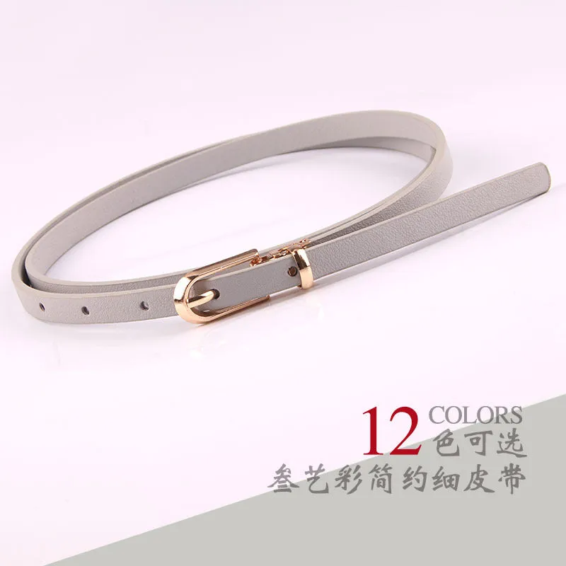 Dress with Sweater Thin Belt Women's All-Match Pin Buckle Pu Small Belt Korean Style Pant Belt