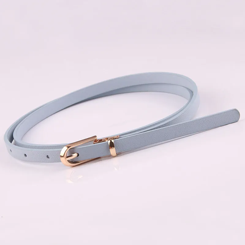 Dress with Sweater Thin Belt Women's All-Match Pin Buckle Pu Small Belt Korean Style Pant Belt