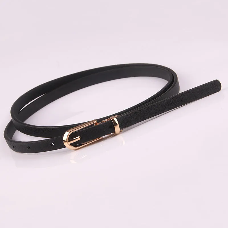 Dress with Sweater Thin Belt Women's All-Match Pin Buckle Pu Small Belt Korean Style Pant Belt